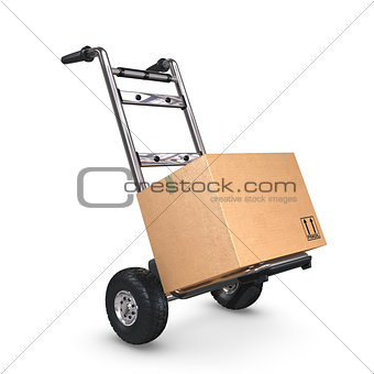 Hand Truck tilted with one Box