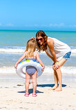 Mom daughter beach fun