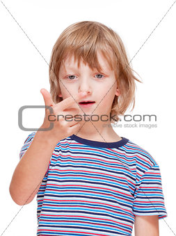 Boy Counting on Fingers of his Hand 