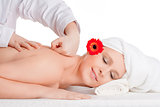Beautiful Woman Enjoying Back Massage at Beauty Spa