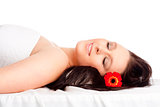Young Woman Lying on her Back in Spa Relaxing