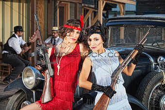 Attractive Female Gangsters with Guns
