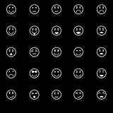 Circle face icons with reflect on black background