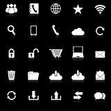 Communication icons with reflect on black background
