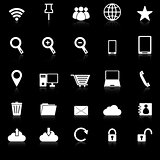 Internet icons with reflect on black background