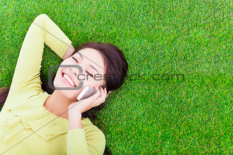 young girl outside communication with mobile phone