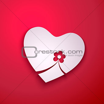 Abstract paper heart with flower