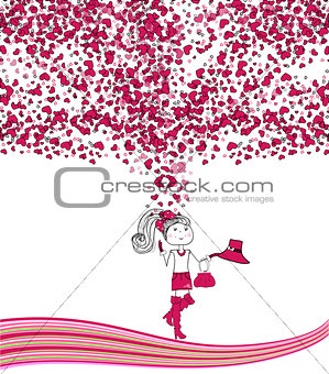 Illustration with girl in love