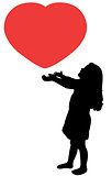 child with heart,silhouette vector