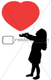 child with heart,silhouette vector