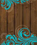 Wooden background with floral ornament