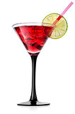 Red cocktail with lime