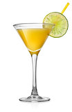 Yellow cocktail with lime