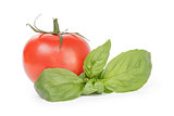 tomato and basil leaves