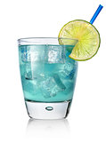 Blue cocktail with lime