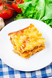 Italian lasagna on a plate