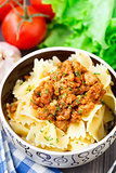 Pasta Bolognese in a bowl