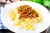 Pasta Bolognese on a plate