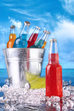 Summer drinks in ice bucket on the beach