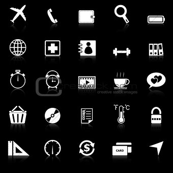 Application icons with reflect on black background. Set 2
