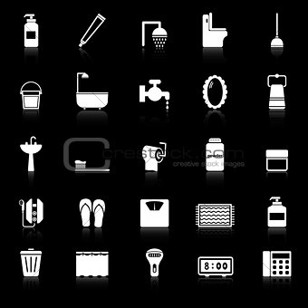 Bathroom icons with reflect on black background