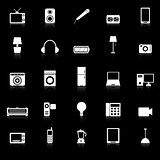 Electrical Machine icons with reflect on black background