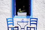Blue cafe in Greece