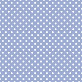 Seamless vector pattern with white polka dots on a sweet pastel blue background.
