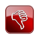 thumb down icon glossy red, isolated on white background