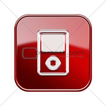 mp3 player glossy red, isolated on white background