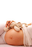pregnant woman on a white background 