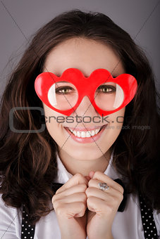 Girl with Heart-Shaped Glasses