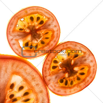 Closeup sliced tomatoes