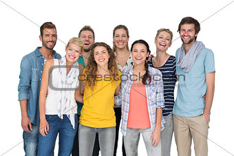 Portrait of casual cheerful people over white background