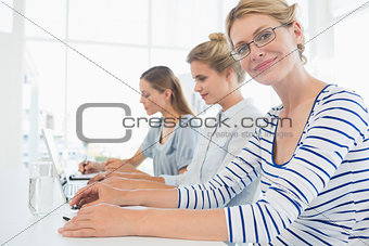 Concentrated people working in office