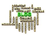 Green BLOG and other word from golden letters