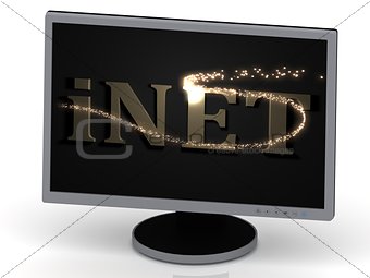 iNET Inscription on monitor from metal letters