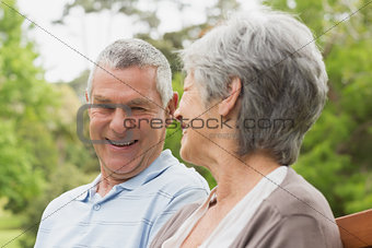 Closeup of a happy senior couple at park