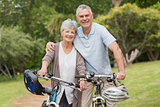 Senior couple on cycle ride at the park