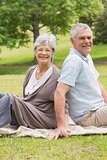 Portrait of a senior couple sitting at park
