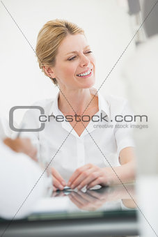 Happy businesswoman during a meeting