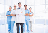 Portrait of serious confident group of doctors