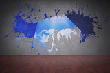 Splash on wall revealing cloud computing graphic