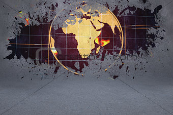 Splash on wall revealing global technology graphic