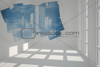 Abstract screen in room showing technology interface