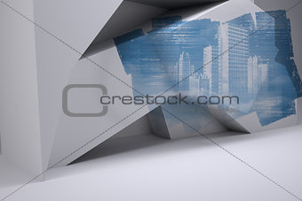 Abstract screen in room showing technology interface