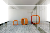 Abstract orange shapes in room