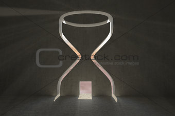 Hourglass door in dark room