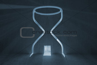 Hourglass door in dark room
