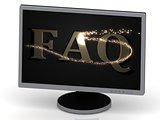 FAQ Inscription on monitor from metal letters 